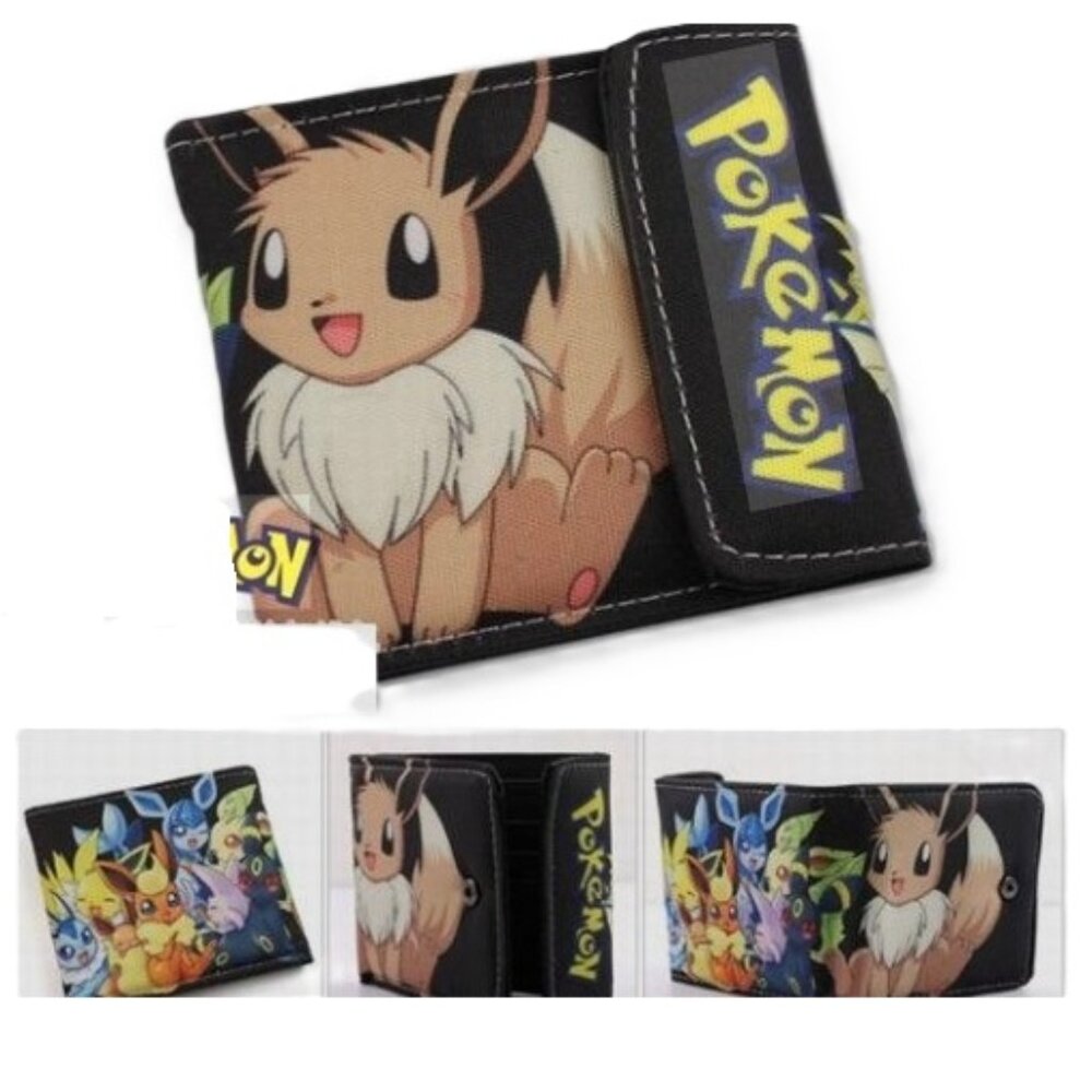 Eevee Evolutions Black Trifold Wallet Pokémon Card Holder